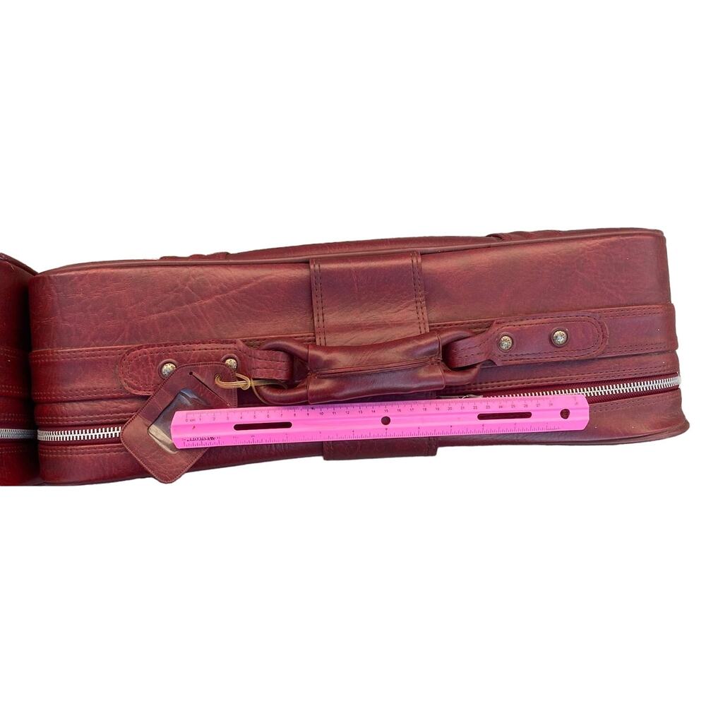 Set of 3 VTG New Vista Korean Travel Luggage Faux Leather Burgundy suitcases - Picture 10 of 16